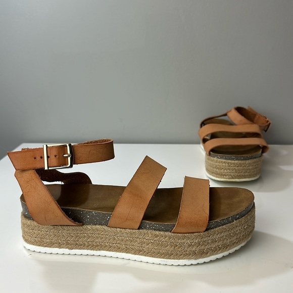 Spring Step Tan Brown Espadrille Sandals with Platform - Picture 1 of 16
